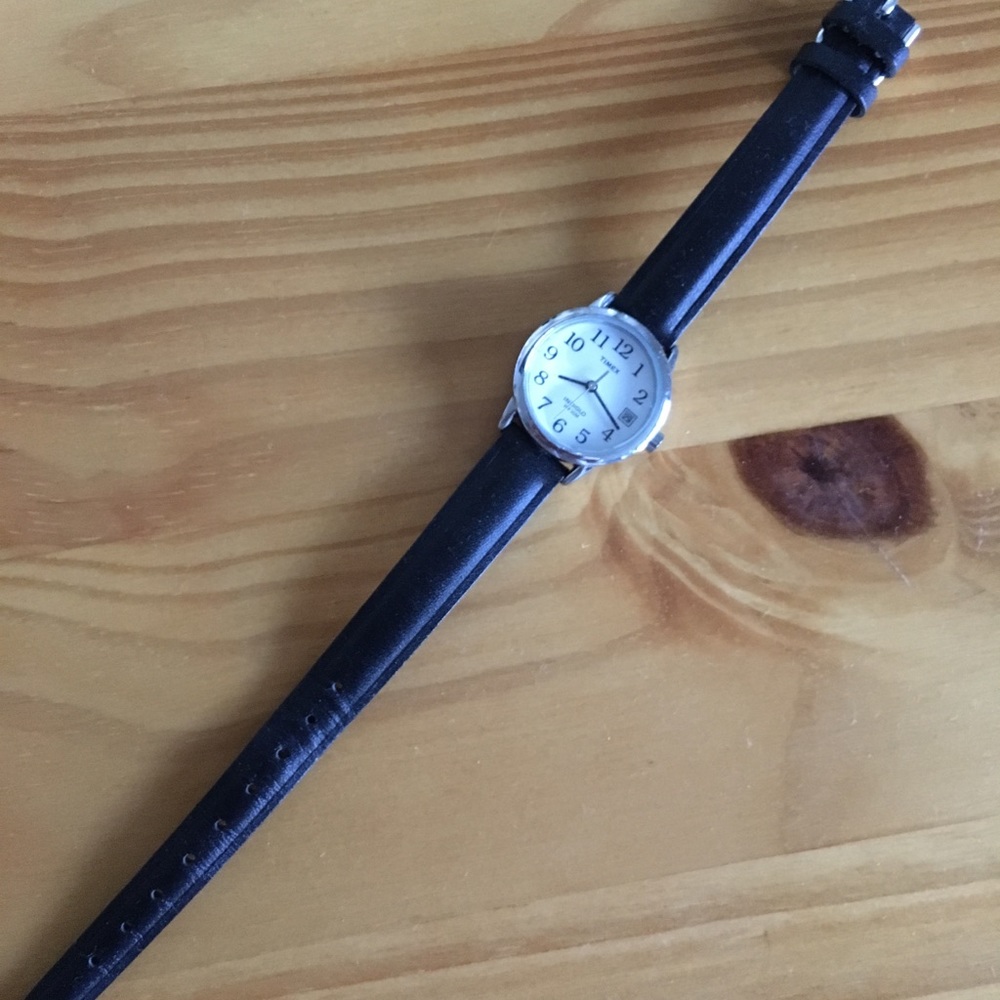 Black leather watch